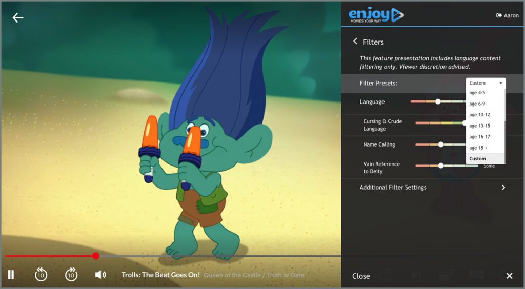 Enjoy filters using the Trolls animated series as an example.