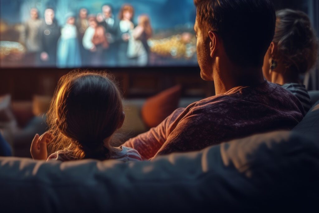 Family watching Hulu.